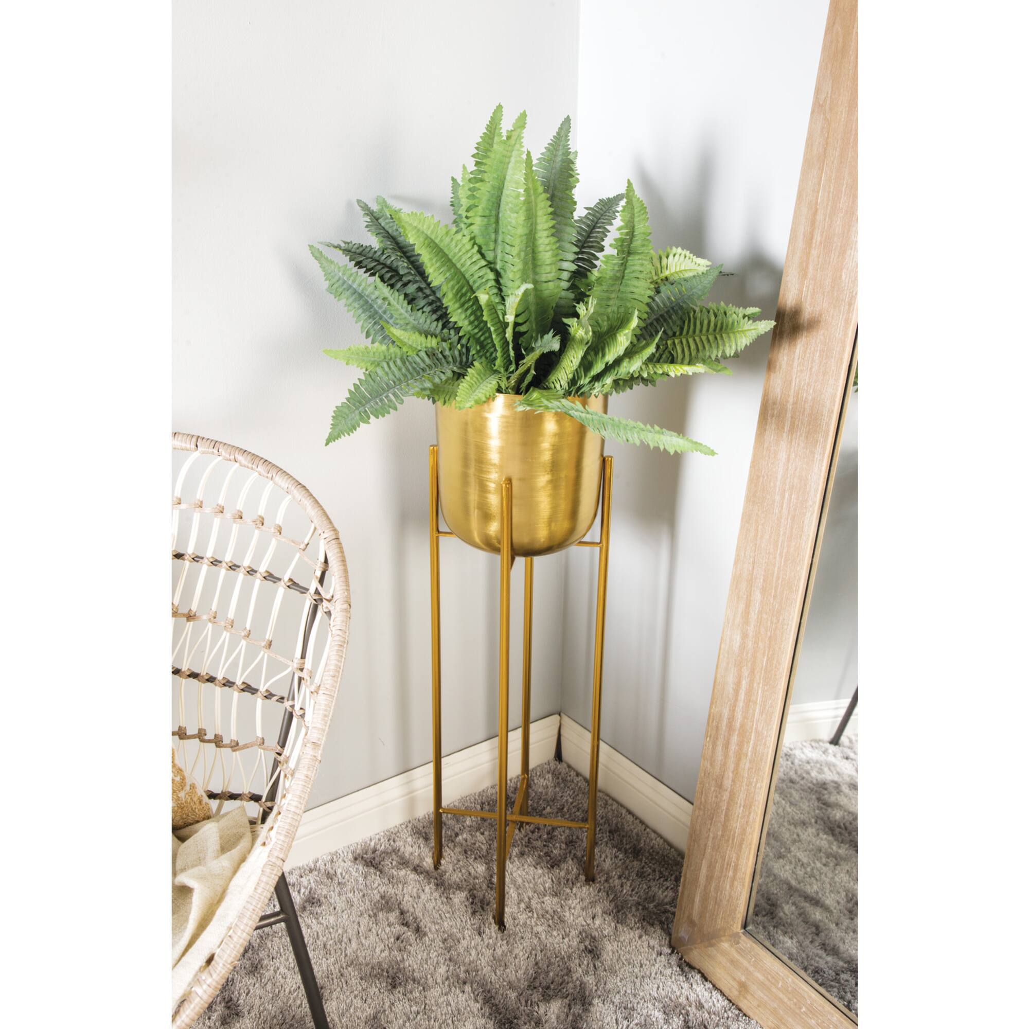 CosmoLiving by Cosmopolitan Gold Metal Glam Planter Set, 39" & 46"